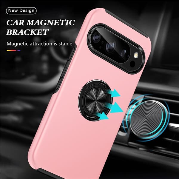 Til Pixel 10 Pro / Pixel 10 Deksel Hybriddeksel med Finger Ring - Rosa