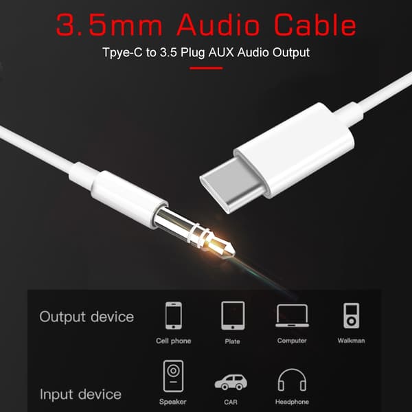 USB-C til 3,5 mm lyd-AUX-adapterkabel til analog overførsel