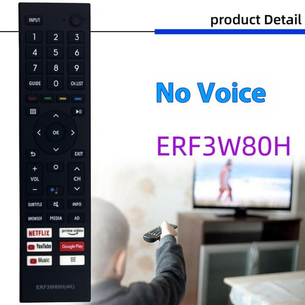 Fjärrkontroll Ersättning ERF3W80H För Hisense TV (Stöder inte röstfunktion)
