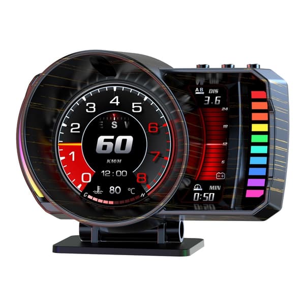 Speedometer-HUD (Head-Up Display), OBD2- og GPS-system, RGB-belysning