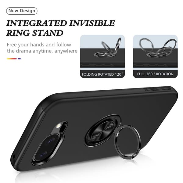 Til Pixel 10a Deksel Hybriddeksel med Finger Ring - Svart