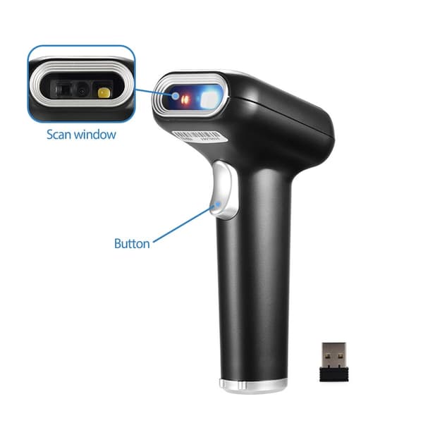 Scanner Handscanner Bar Code Scanner 2.4G trådlös streckkodsläsare handhållen