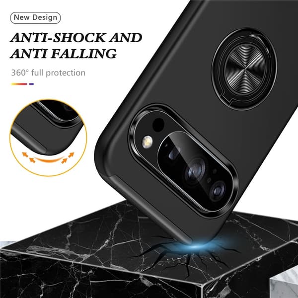 Til Pixel 10 Pro / Pixel 10 Deksel Hybriddeksel med Finger Ring - Svart