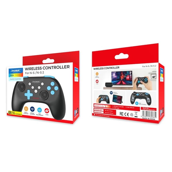 Trådlös Bluetooth Handkontroll för Nintendo Switch 1+2+OLED Vibration Svart/Blå