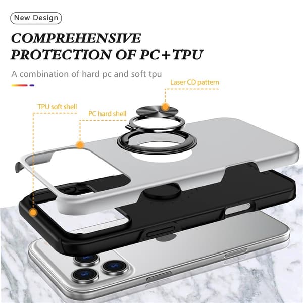 Til iPhone 17 Pro Finger Ring Kickstand Hybrid Taske