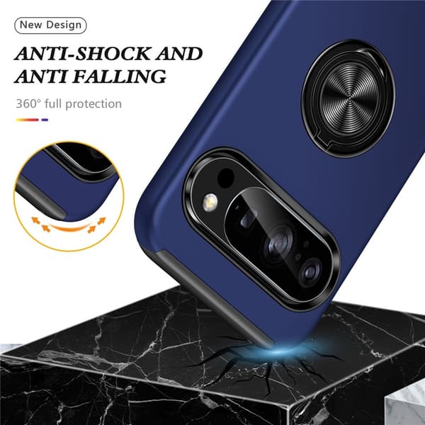 Til Pixel 10 Pro / Pixel 10 Deksel Hybriddeksel med Finger Ring - Blå