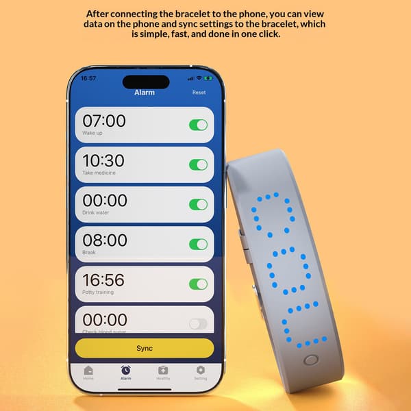 Smart armbånd Fitness Timer Søvnmonitor Skritteller 8 Alarm Vibrasjon - Grå