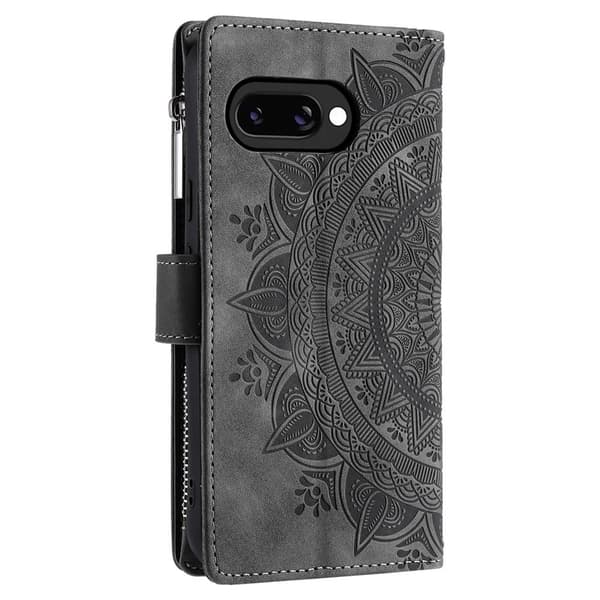 Til Google Pixel 10a Pungcover Mandala Blomstermønster - Grå