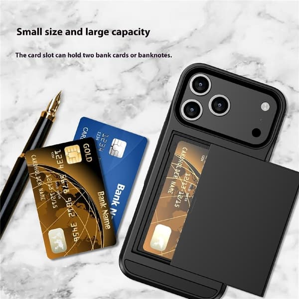 Telefoncover med skydbar kortholder til iPhone 18 Pro / 17 Pro