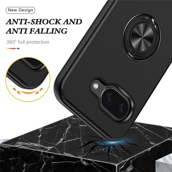 Til Google Pixel 10a SkalFingerring Kickstand Hybrid Taske - Sort