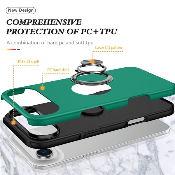 Til iPhone Air Finger Ring Kickstand Hybrid Taske