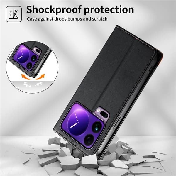 DIERFENG Til Xiaomi 17 Pro Max Pungcover RFID Beskyttelse Stander - Sort