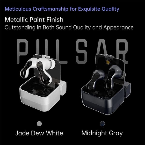 Pulsar Bluetooth-headset dynamiske driver-øretelefoner med 4 mikrofoner – hvit