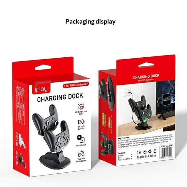 Opladningsdock kompatibel med Nintendo Switch 2 Pro LED-indikator 2 controllere
