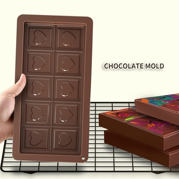 Rektangulär chokladform bakform med 10 håligheter i silikon