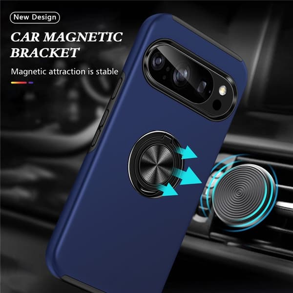 Til Pixel 10 Pro / Pixel 10 Deksel Hybriddeksel med Finger Ring - Blå