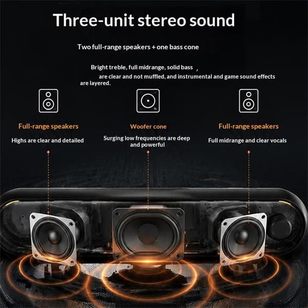 ERAZER-pelisoundbar – RGB-valaistus, Bluetooth 5.3, USB-virtalähde
