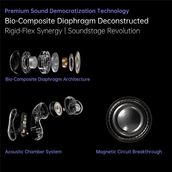 Pulsar Bluetooth headset dynamiska driver in-ear-hörlurar 4 mikrofoner - MörkGrå