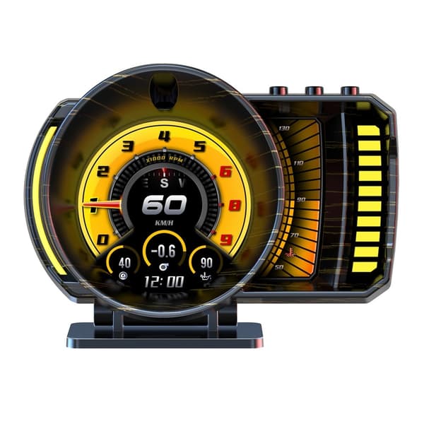 Speedometer-HUD (Head-Up Display), OBD2- og GPS-system, RGB-belysning