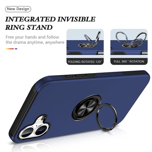 For iPhone 17 Hybrid-deksel med Fingerring