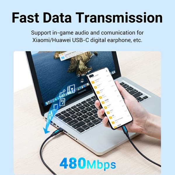 USB 2.0 A Han til USB C Hun Adapter 480Mbps Dataoverførsel OTG Konverter
