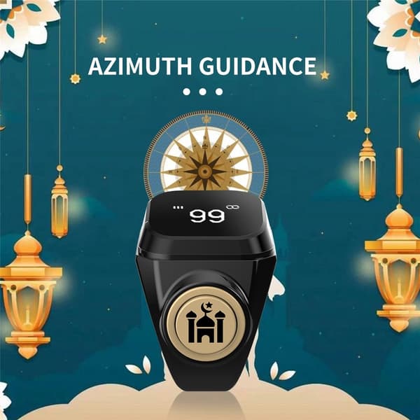 Smart Tasbih Zikr Ring Digital teller Bluetooth Azan Alarm Bønnepåminnelse 20mm