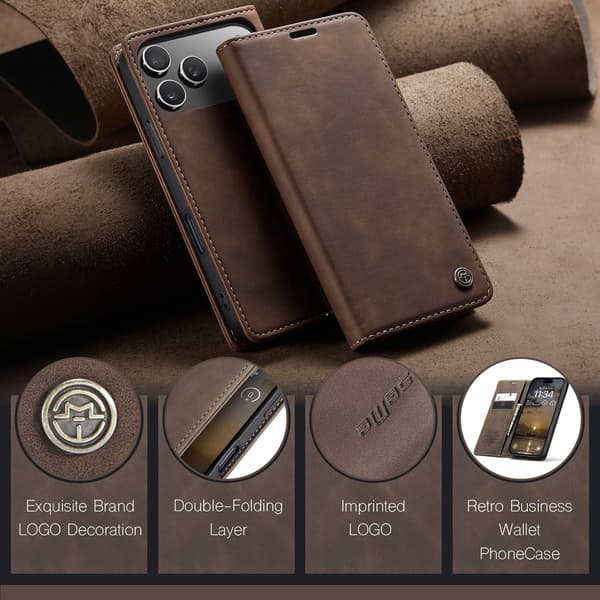 CASEME Lommebok-deksel iPhone 17 Pro - Kaffe