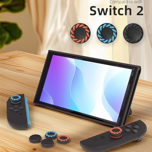 Kompatibel med Nintendo Switch 2 4 stk. Joy-Con tommelfingergreb - sort+orange+blå