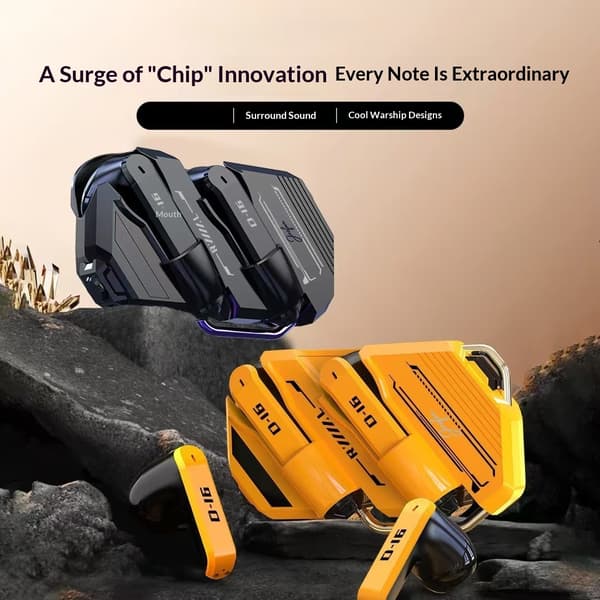 In-ear gaming-øretelefoner – Bluetooth, lav latenstid, støjreduktion, lang batteritid – Sort