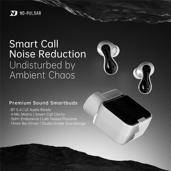 Pulsar Bluetooth-headset dynamiske driver-øretelefoner med 4 mikrofoner – hvit