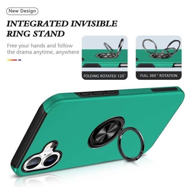 For iPhone 17 Hybrid-deksel med Fingerring