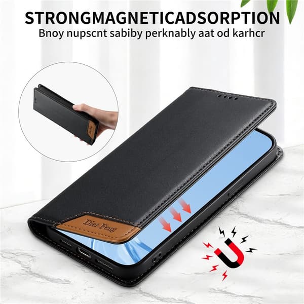 DIERFENG Til iPhone 17e / 16e Pungcover RFID Beskyttelse Stander - Sort
