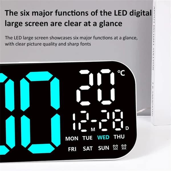 Stor LED-klocka 19,5" Väggklocka multifunktion kalender termometer fjärrkontroll