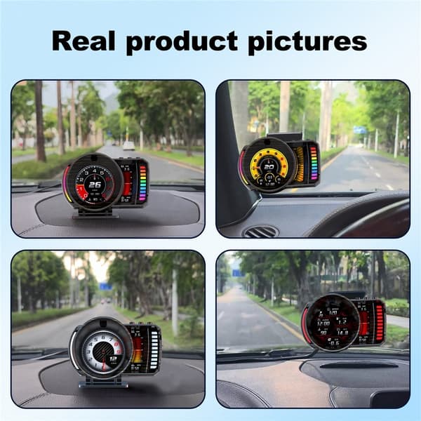 Speedometer-HUD (Head-Up Display), OBD2- og GPS-system, RGB-belysning