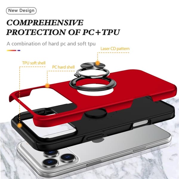 Til iPhone 17 Pro Finger Ring Kickstand Hybrid Taske