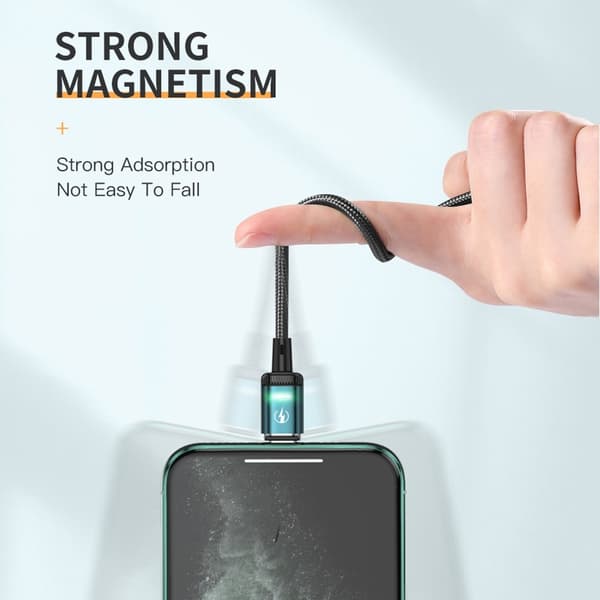 KUULAA 1m 3A magnetisk kabel USB-C / iP (5-14) / Micro USB 3-i-1 lading + data