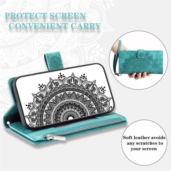 Til Google Pixel 10 Pro XL tegnebogscover Cover Shell Mandala Blomstermønster