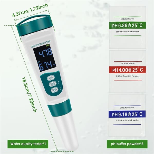 Tester Vannkvalitetspenn Digital pH EC TDS Salinitetsmåler Analyzer