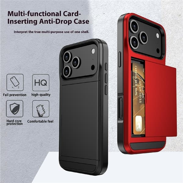 Telefoncover med skydbar kortholder til iPhone 18 Pro / 17 Pro