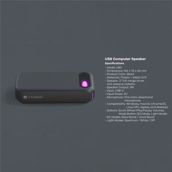 Konferencehøjttaler RGB-lys USB-C kablet computerhøjttaler med mikrofon