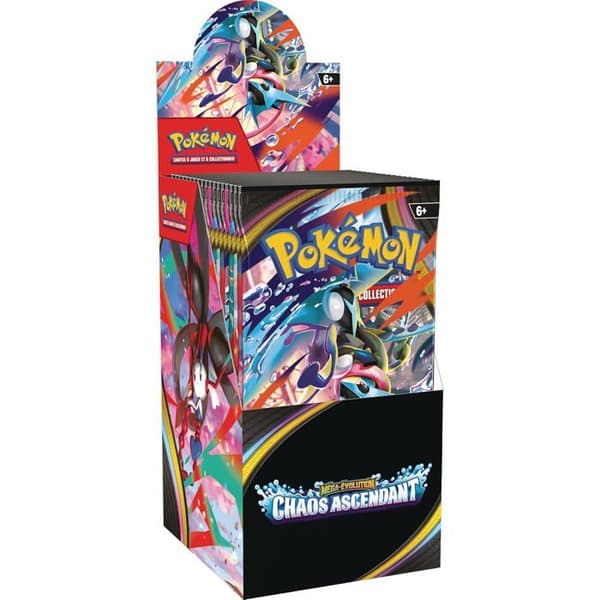 Display av boosters - POKEMON - Mega-Evolution – Chaos Ascendant - 18 boosters - 10 kort/booster - kodkort