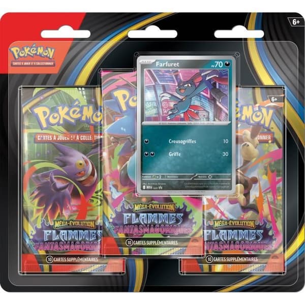 Pack med 3 Pokémon Mega Evolution booster - Fantasmagoriska lågor