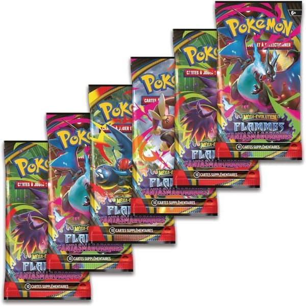 Pokemon: Set med 6 booster Mega-Evolution – Fantasmagoriska Flammor