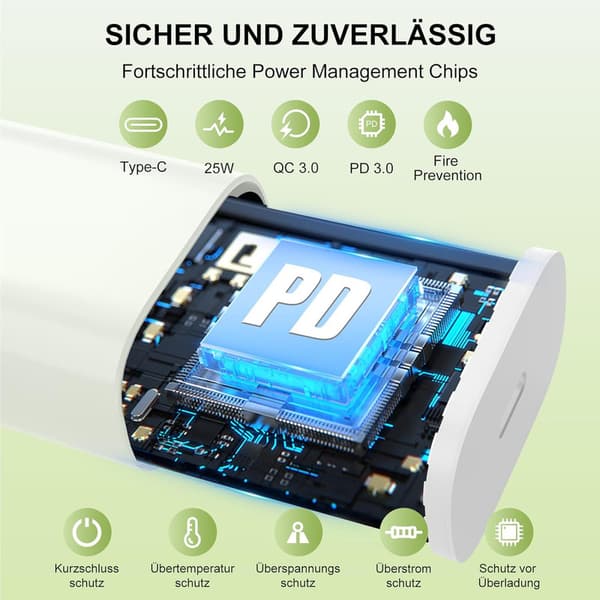 Oplader til iPhone-adapter + kabel 20W USB-C hurtigoplader til iPhone 14 13 12 11 SE Pro/Pro Max/Plus,