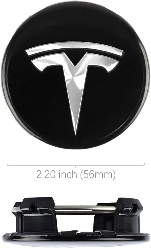 Tesla Centrumdæksler / Hjulnav Bil Emblem - 4-Pack - Sort/sølv til Tesla Model 3 Model S Model X Model Y