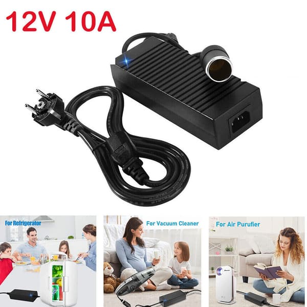220V til 12V bilnetadapter – strømforsyning 10A 120W – 230 til 12 volt spændingsomformer