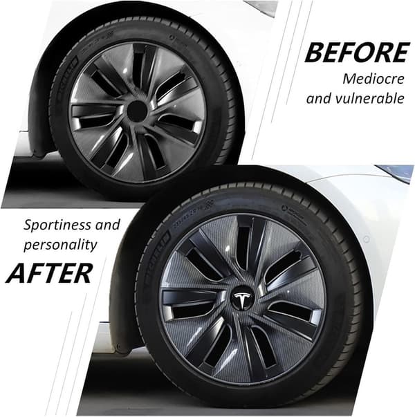 Tesla Centrumdæksler / Hjulnav Bil Emblem - 4-Pack - Sort/sølv til Tesla Model 3 Model S Model X Model Y