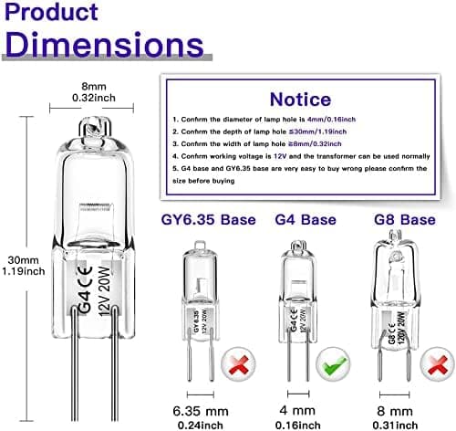 20W (20-Pack) G4 Halogenlampor / Stiftlampor - Varmvit - Halogen
