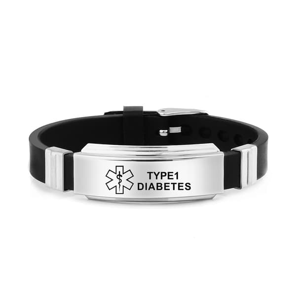 Medicinskt silikon-ID-armband – Typ 1 Diabetes