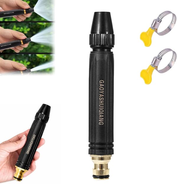 Högtrycksvattenpistol - Svart Aluminiumlegering & PVC-munstycke